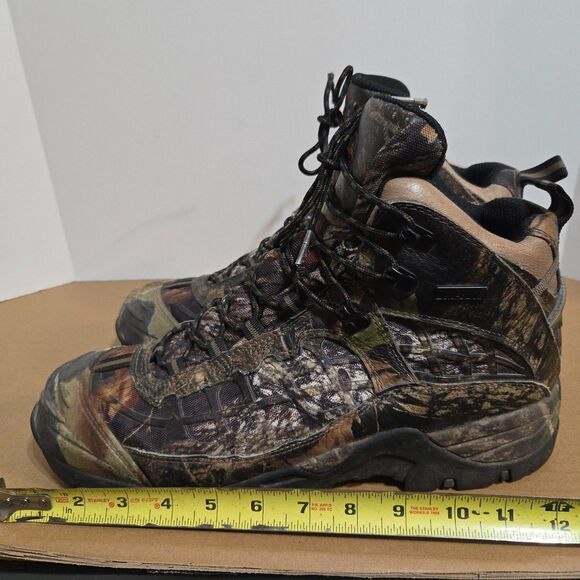 Cabelas Mens Camo Boots 12EE Wide Mid Hunting Waterproof Dry Plus 81-2525 Brown - Picture 11 of 11